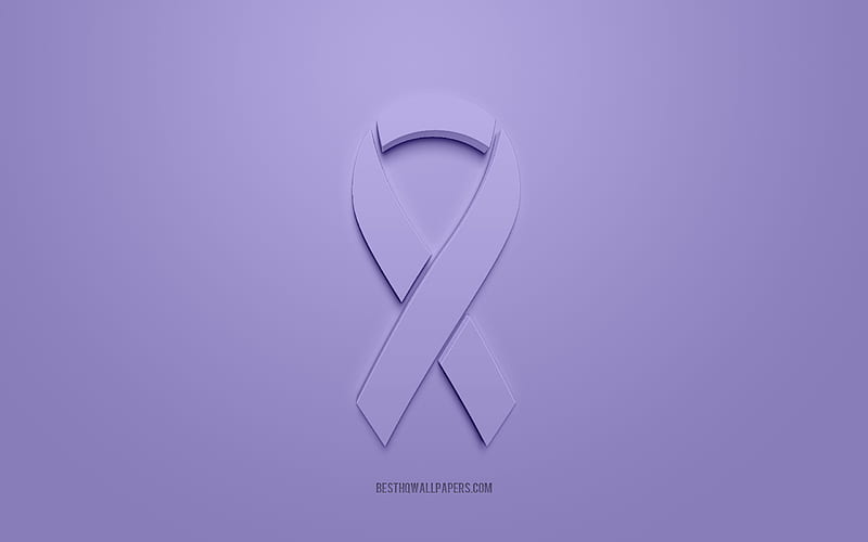 Stomach Cancer ribbon, purple 3d ribbon, Stomach Cancer Awareness ribbon, Stomach Cancer, purple background, Cancer ribbons, Awareness ribbons, HD wallpaper