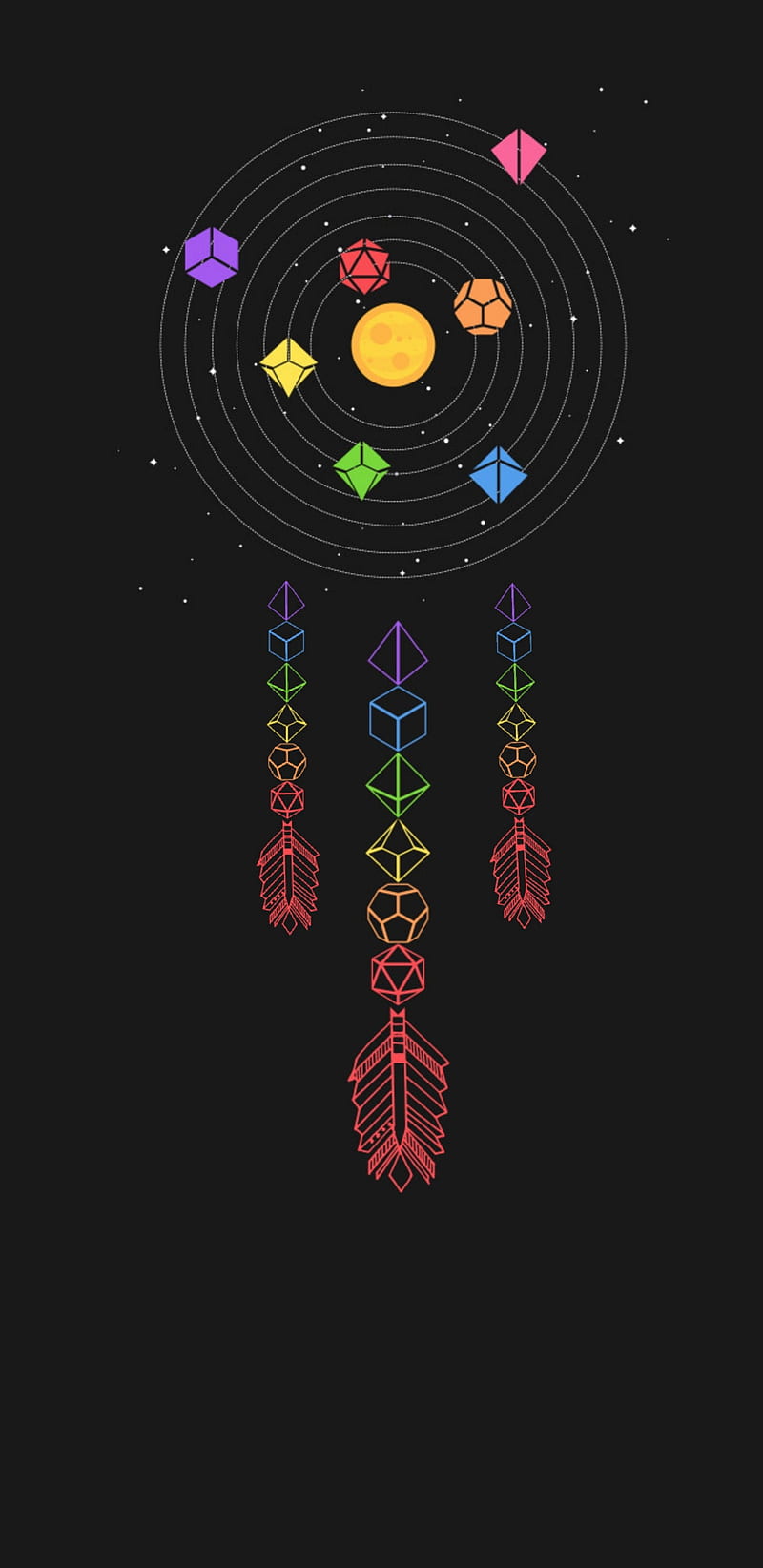 Space catcher, dice, dm, dnd, dragons, dreamcatcher, dungeons, rpg, space, tabletop, HD phone wallpaper