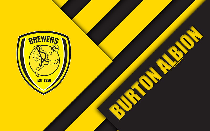 Burton Albion FC, logo yellow black abstraction, material design, English football club, Burton-upon-Trent, England, UK, football, EFL Championship, HD wallpaper