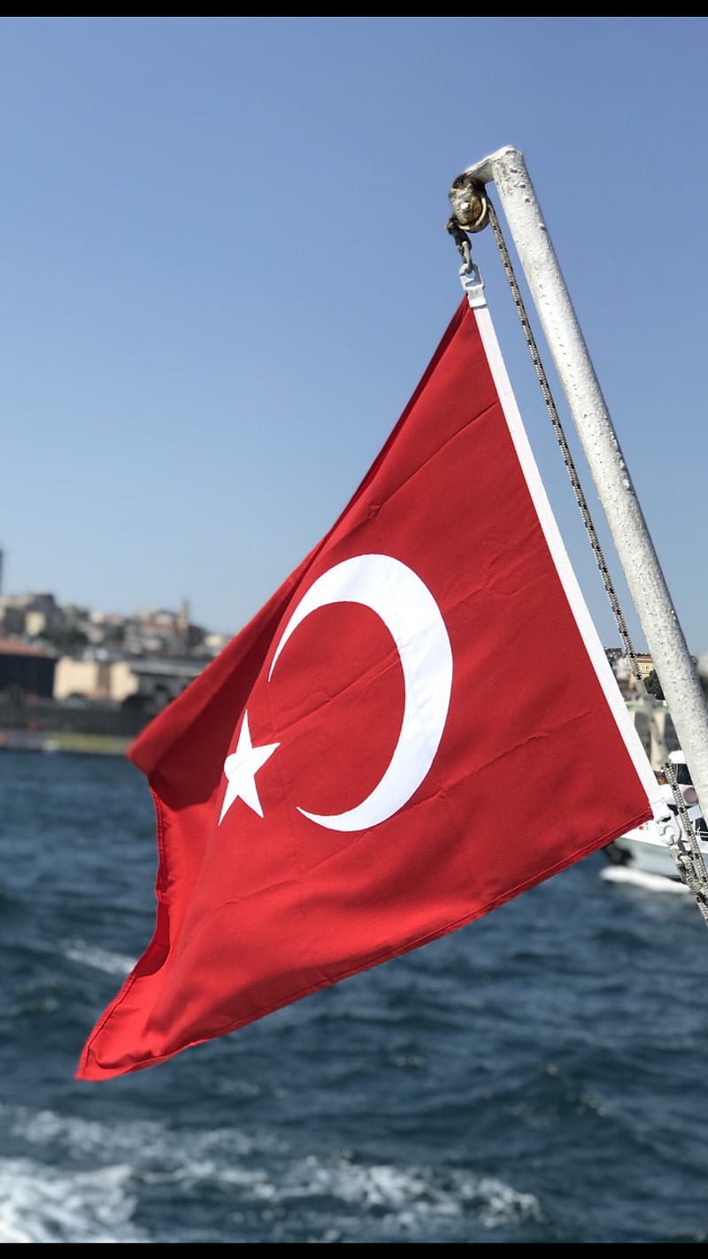 turk bayragi, love, red, white, sea, feribot, istanbul, giid, HD phone wallpaper