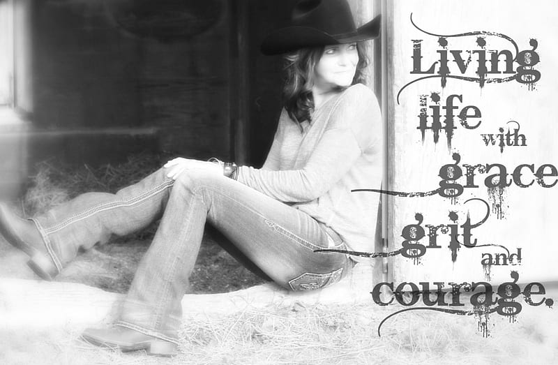 Cowgirl Quote, brunette, cowgirl, boots, quote, hat, HD wallpaper
