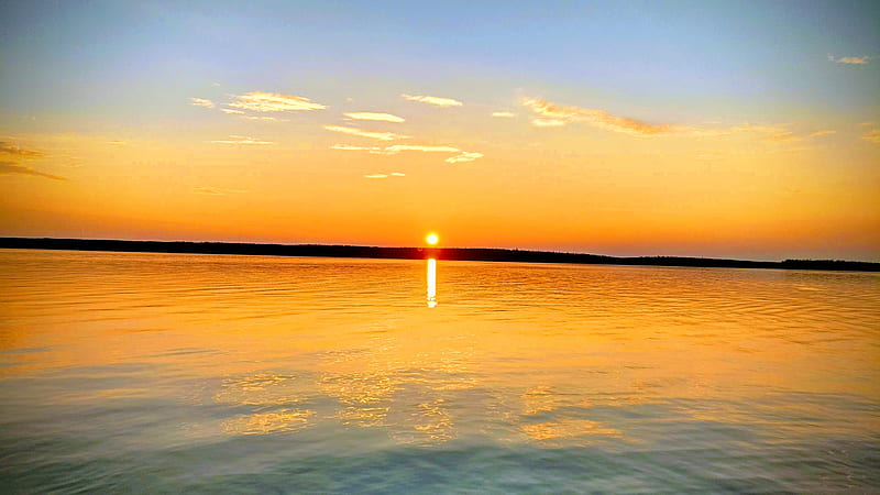 Sunset Over Lake, canada, lake, manitoba, nature, sun, sunset, water, HD wallpaper