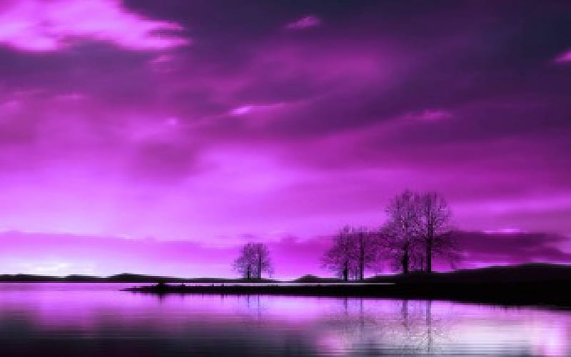Beautiful Serenity, silouette, purple, serenity, nature, sky, HD wallpaper