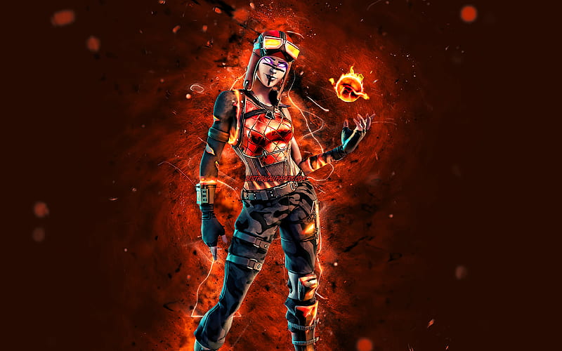 Blaze orange neon lights, 2020 games, Fortnite Battle Royale, Fortnite characters, Blaze Skin, Fortnite, Blaze Fortnite, HD wallpaper
