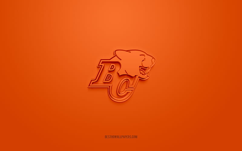 BC Lions, Canadian football club, creative 3D logo, orange background, Canadian Football League, Vancouver, Canada, CFL, American football, BC Lions 3d logo, HD wallpaper