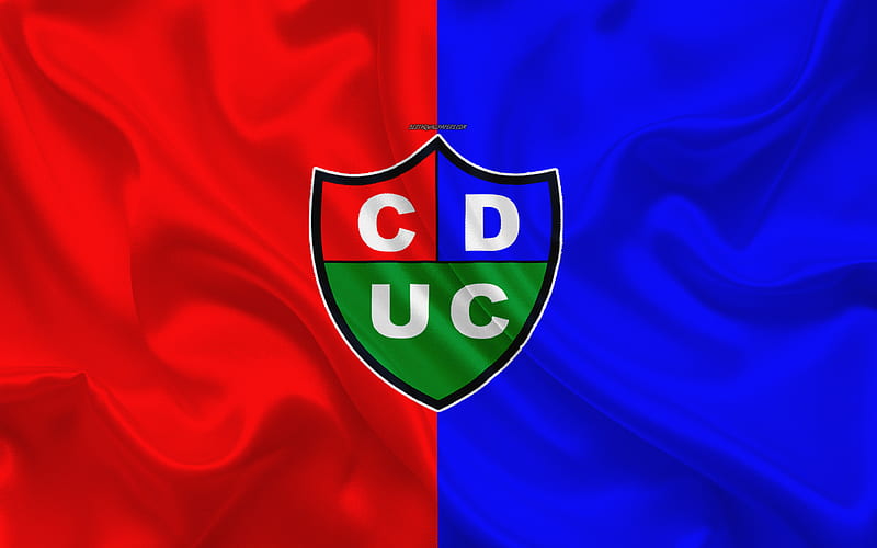 CD Union Comercio logo, silk texture, Peruvian football club, blue red flag, Peruvian Primera Division, Nueva Cachamarca, Peru, football, HD wallpaper