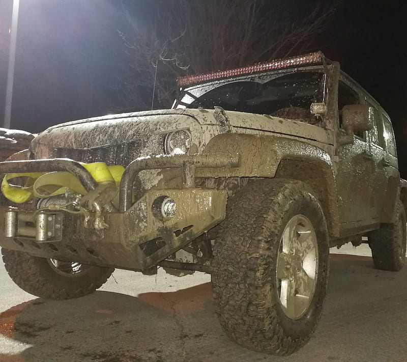 Mud Covered 2017 JKU, jeep, jeep wrangler, jk, muddy, offroad, wrangler, HD wallpaper