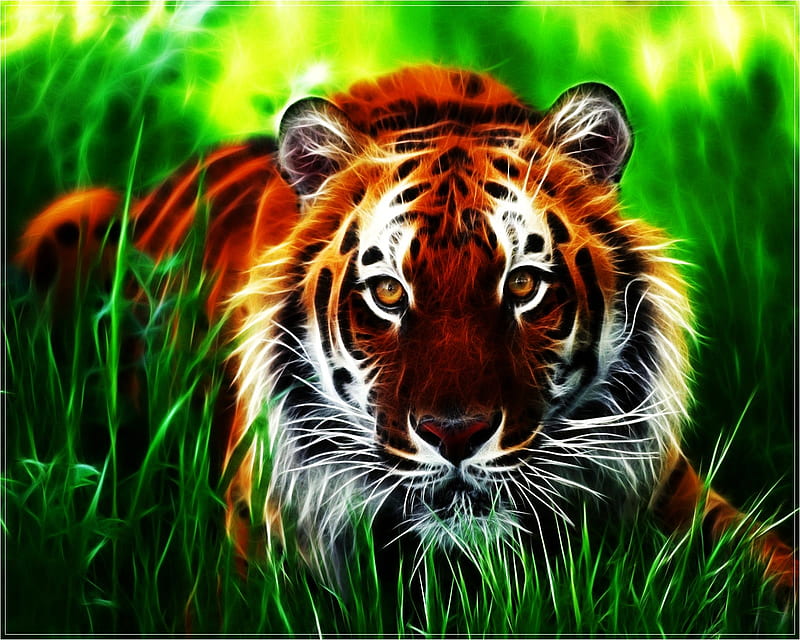 Tigre, 3d, animal, león, pintura, salvaje, Fondo de pantalla HD | Peakpx