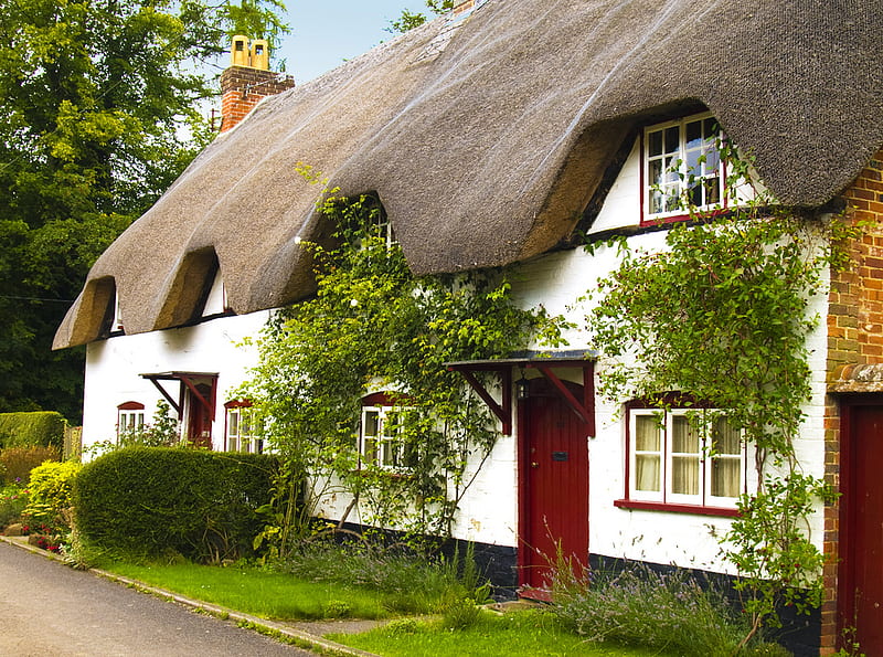 english cottage, architecture, house, cottage, english, spring, HD wallpaper
