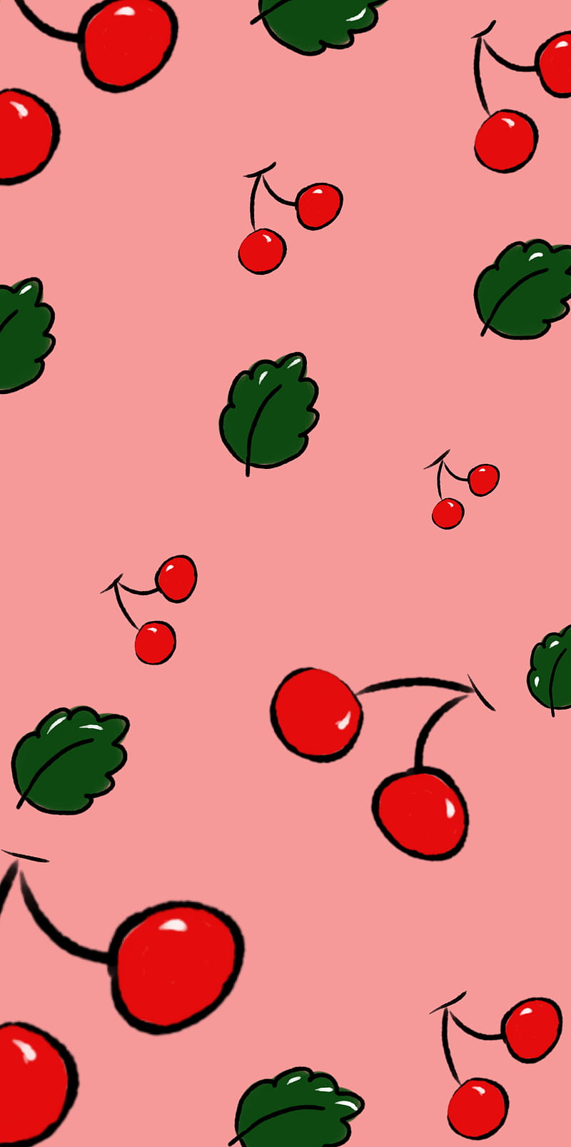 Cherryandleaves, black, cherry, green, leaves, nice, pink, red, HD phone  wallpaper | Peakpx