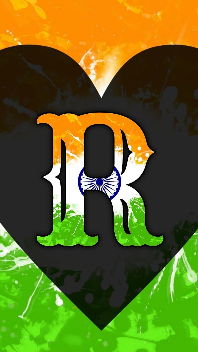 R Name Tiranga, Black Heart, tricolour, HD phone wallpaper
