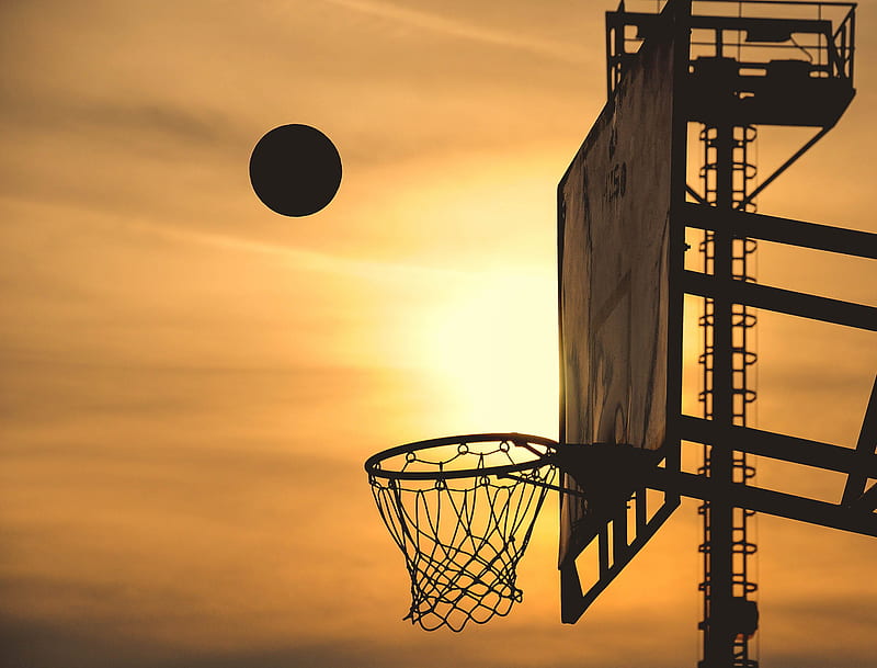 In the mid air, #sunset, Basketball, HD wallpaper | Peakpx
