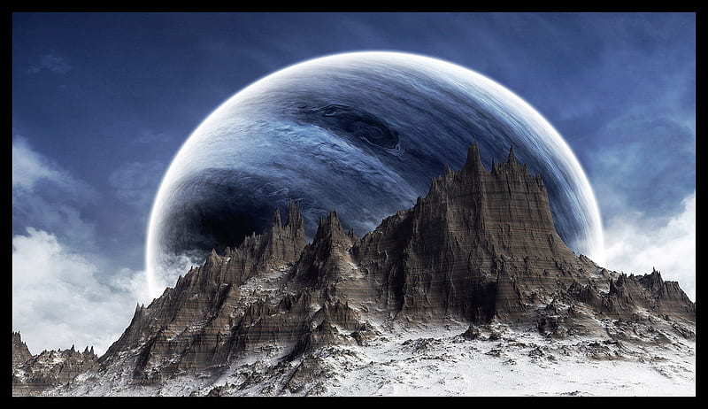 Other World Mountains, Mountains, Planets, Ice, Space, HD wallpaper