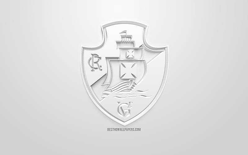 CR Vasco da Gama, creative 3D logo, white background, 3d emblem, Brazilian football club, Serie A, Rio de Janeiro, Brazil, 3d art, football, stylish 3d logo, HD wallpaper