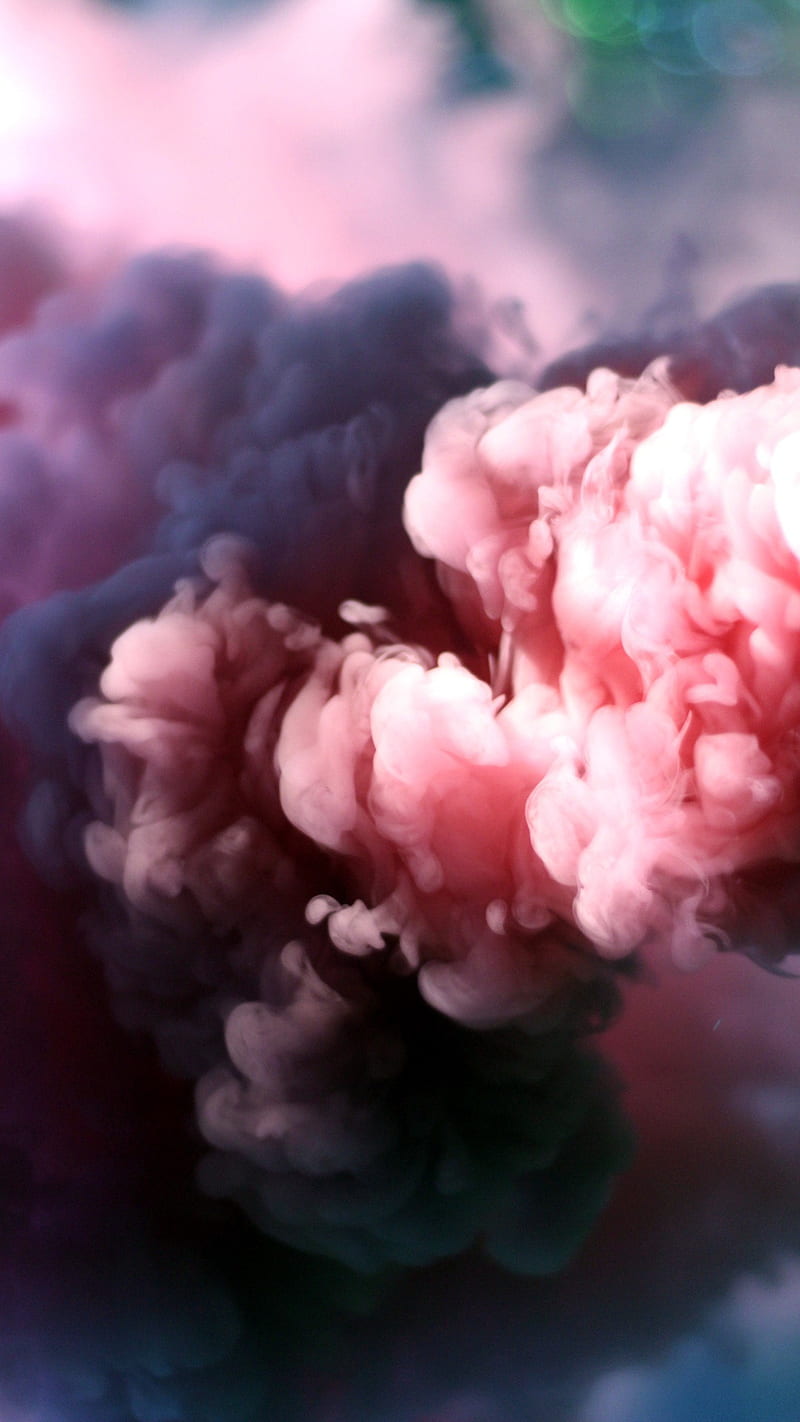 Pink Smoke, ink, blue, color, clouds, water, splash, rainbows, HD phone wallpaper