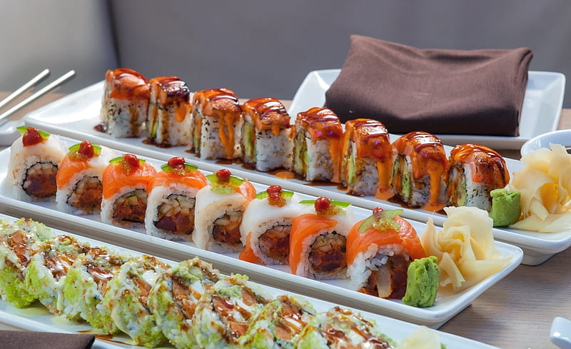 Sushi, japanes, food, fish, HD wallpaper