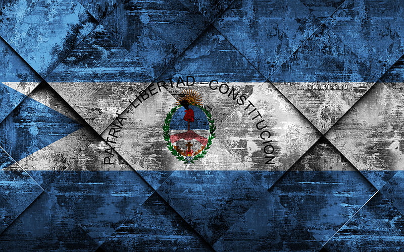 Flag of Corrientes grunge art, rhombus grunge texture, Argentine Province, Corrientes flag, Argentina, national symbols, Corrientes, provinces of Argentina, creative art, HD wallpaper