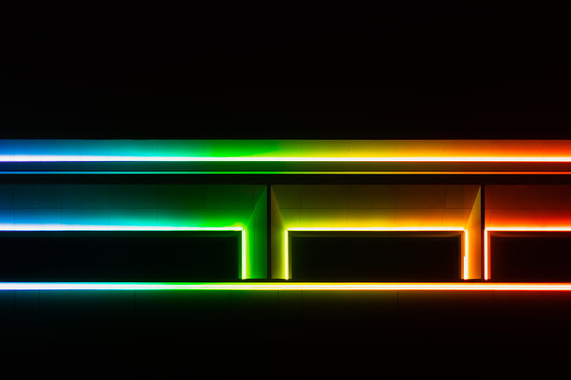 lines, neon, glow, multicolored, shapes, HD wallpaper