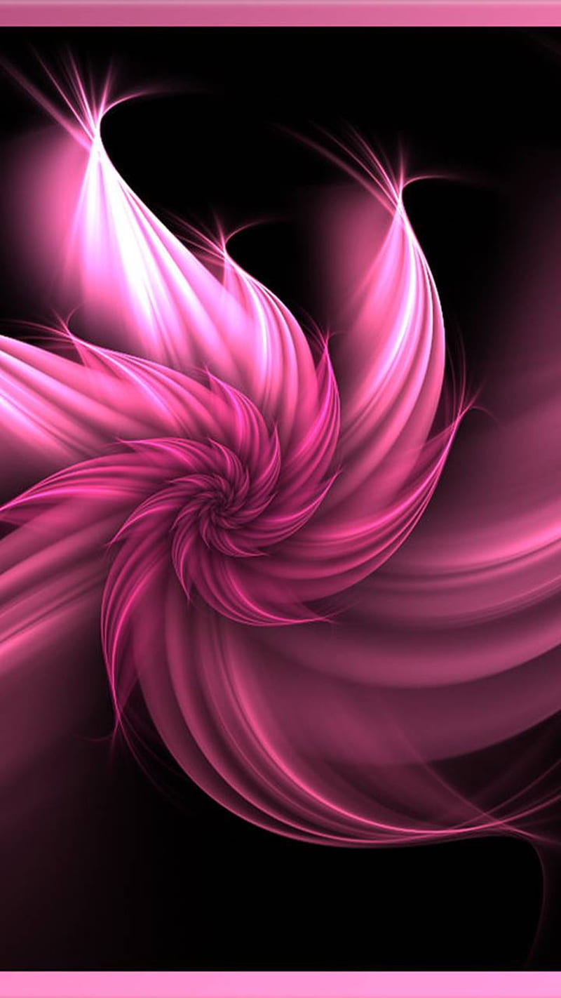 Pink fuzzy swirl, 3d, abstract, black, HD phone wallpaper