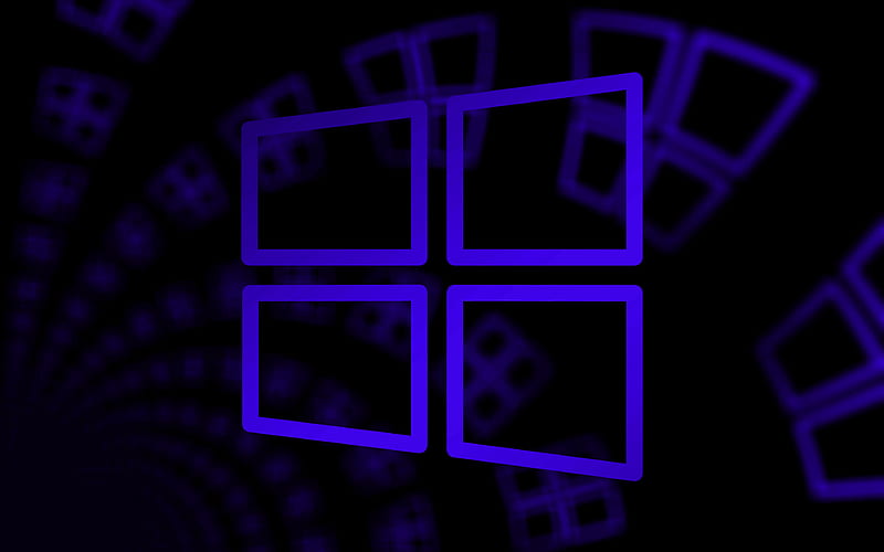Windows 10 dark blue logo, dark blue abstract background, Windows 10 linear logo, creative, minimalism, operating Systems, Windows 10 logo, Windows 10, HD wallpaper