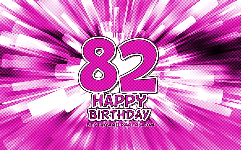 Happy 82nd birtay purple abstract rays, Birtay Party, creative, Happy 82 Years Birtay, 82nd Birtay Party, 82nd Happy Birtay, cartoon art, Birtay concept, 82nd Birtay, HD wallpaper