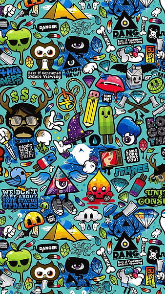 Sticker brand, art, brand, funny, sticker, HD phone wallpaper