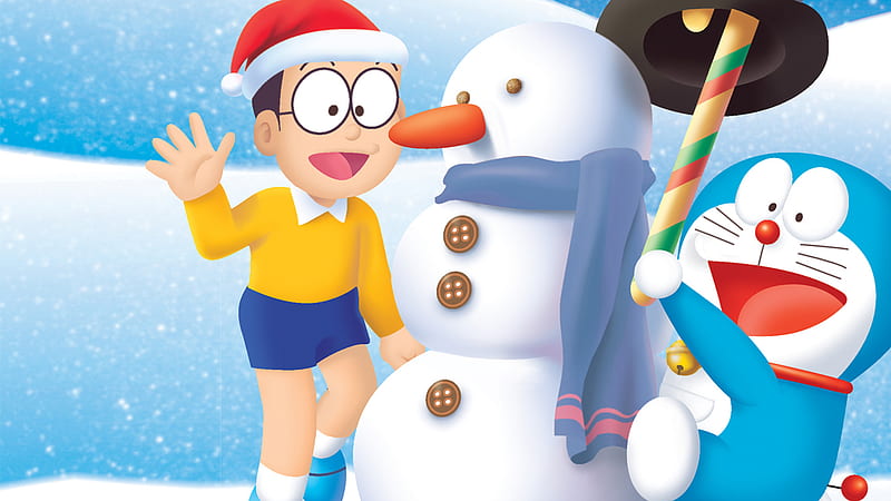 Doraemon And Nobita Are Enjoying Winter Season Doraemon, HD wallpaper
