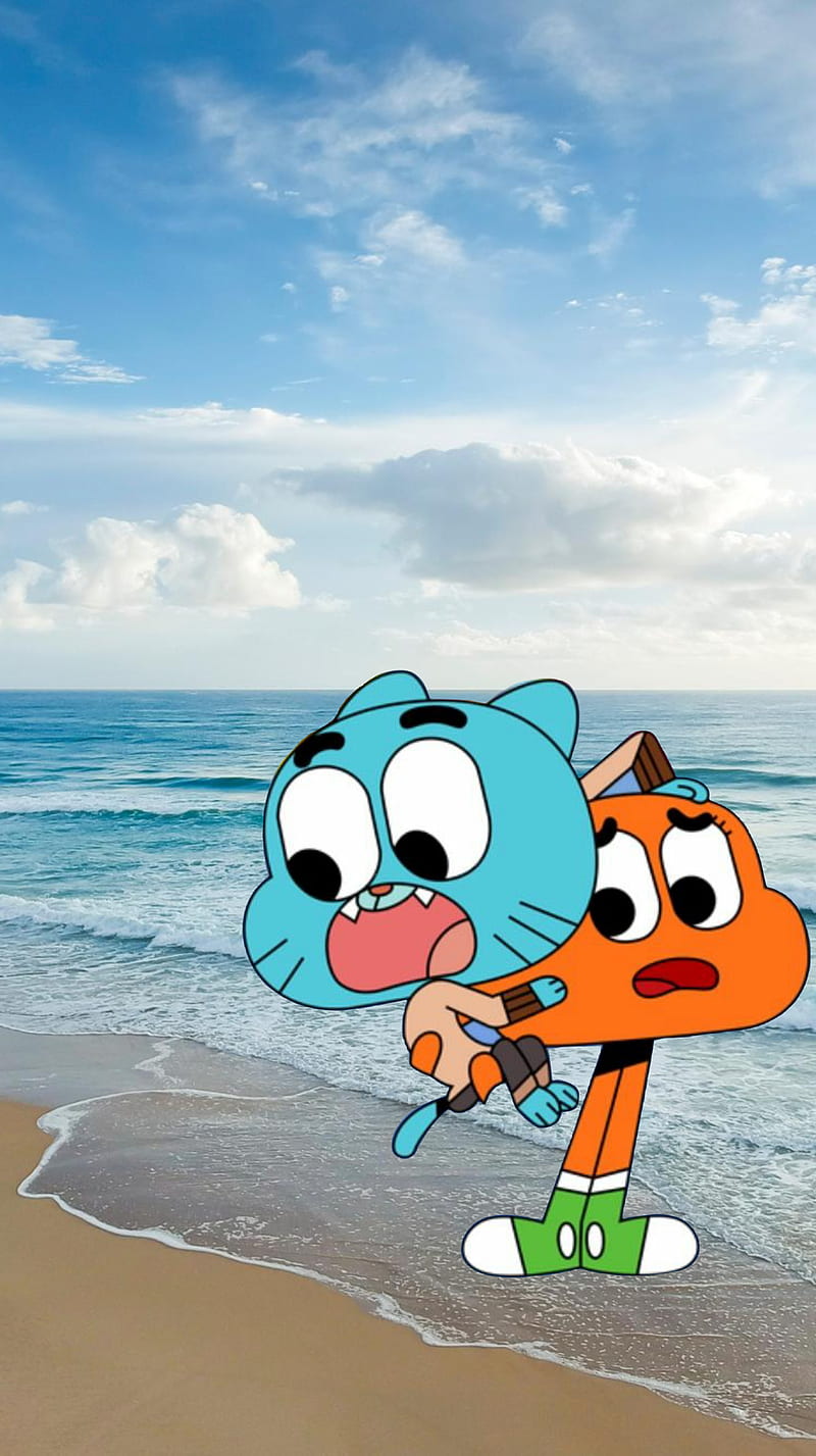 Gumball y Darwin, playa, mar, Fondo de pantalla de teléfono HD | Peakpx