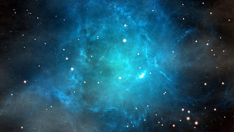 Blue Nebula Space Stars Cyan Space, HD wallpaper