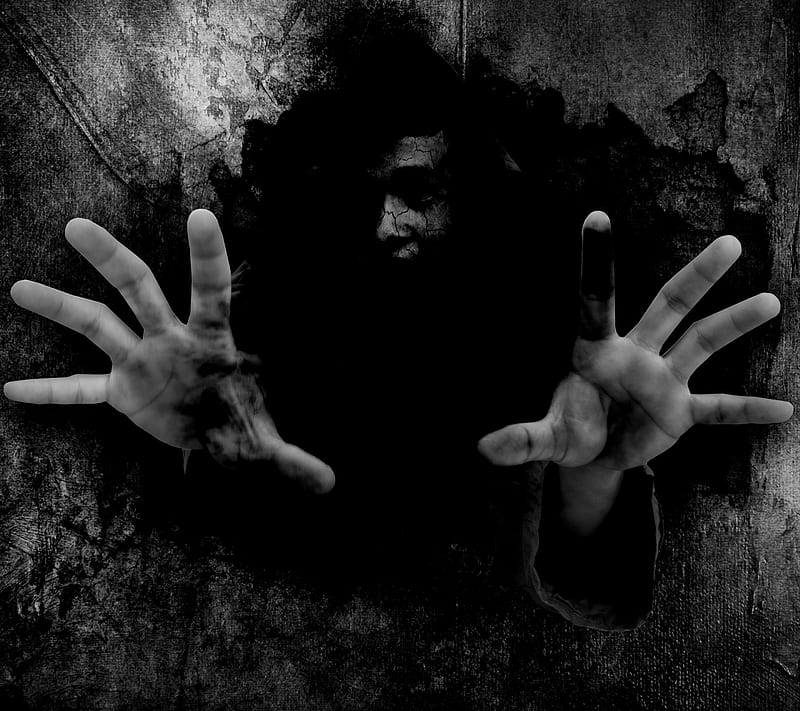 Horror, background, black, dark, face, hands, night, scary, HD wallpaper