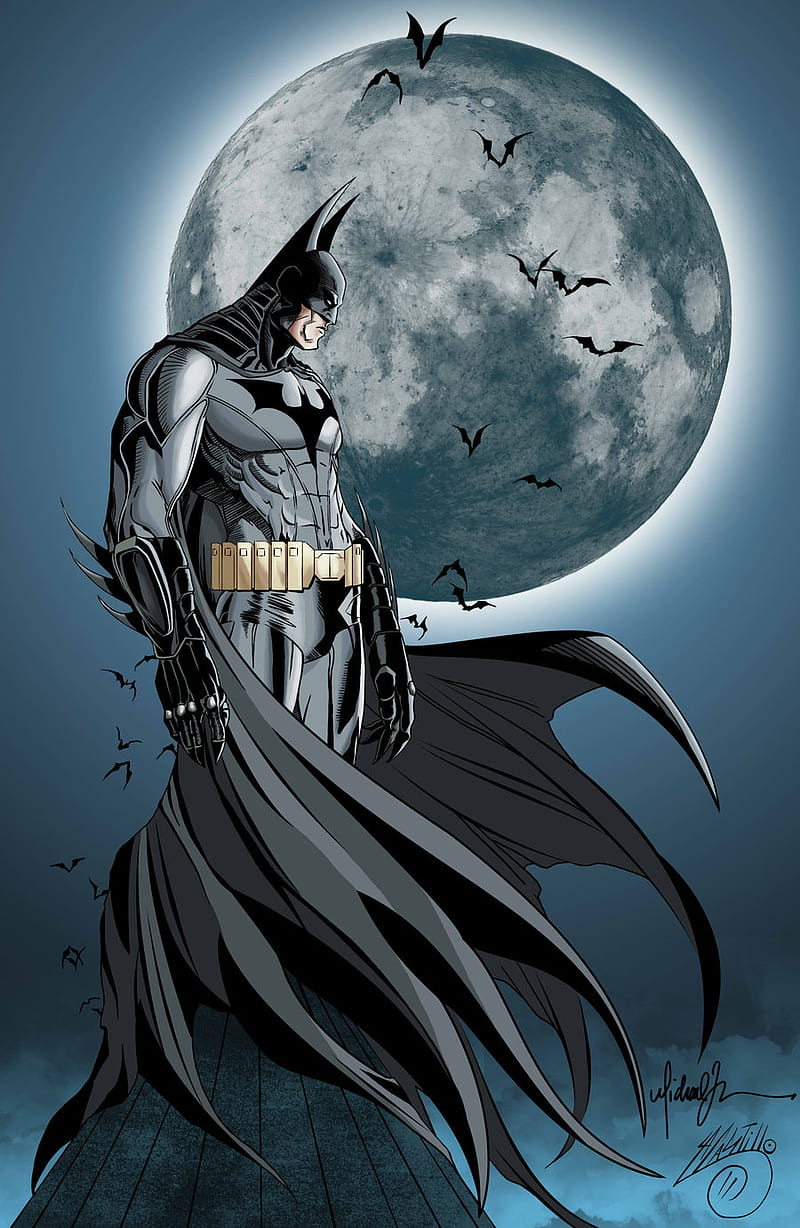 Batman Full Moon, art, comics, dc, HD phone wallpaper