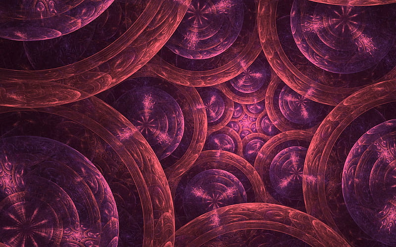 fractal, circles, rings, abstraction, digital, HD wallpaper