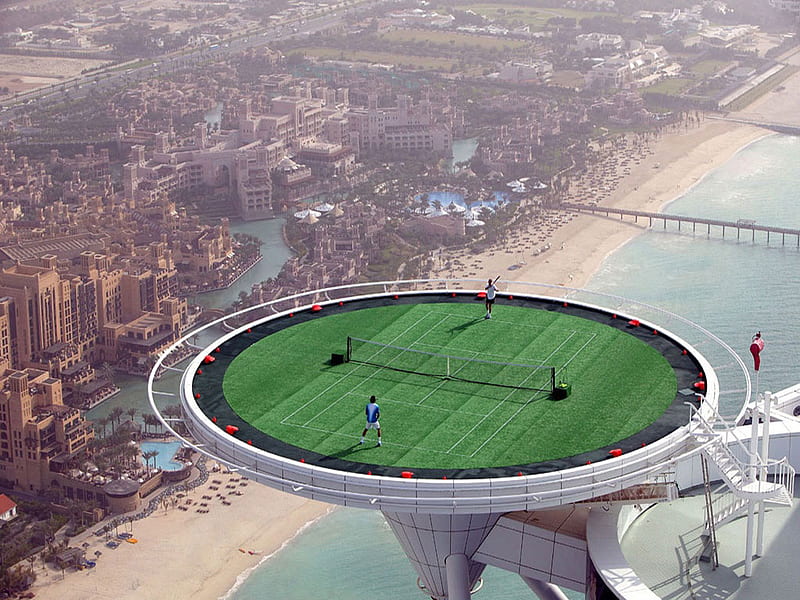 Dubai Burj Al Arab - highest tennis court, cool, HD wallpaper