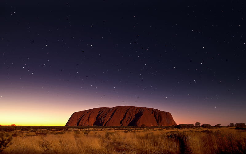 Ayers Rock nightscapes, australian landmarks, Uluru-Kata Tjuta National Park, Australia, HD wallpaper