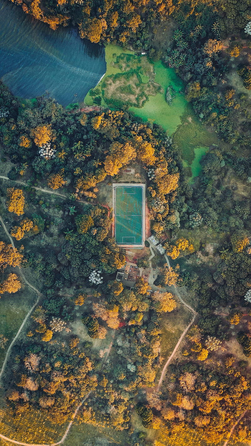 football field, playground, aerial view, height, view, overview, HD phone wallpaper