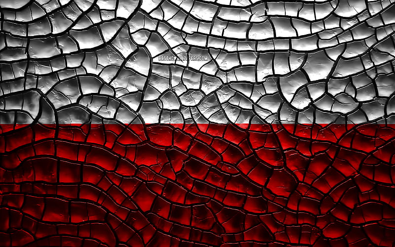 Flag of Poland cracked soil, Europe, Polish flag, 3D art, Poland, European countries, national symbols, Poland 3D flag, HD wallpaper
