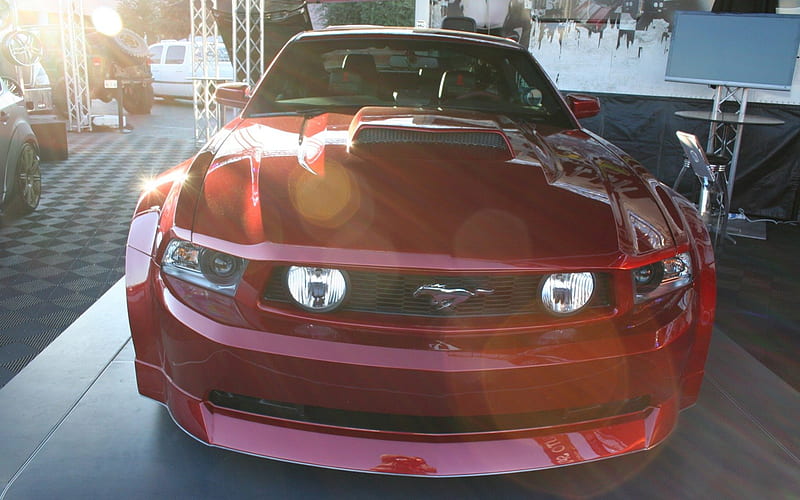 GAS Ford Mustang SPX Special Edition, red, custom, mustang, ford, car, awesome, boss 429, body kit, fast, HD wallpaper