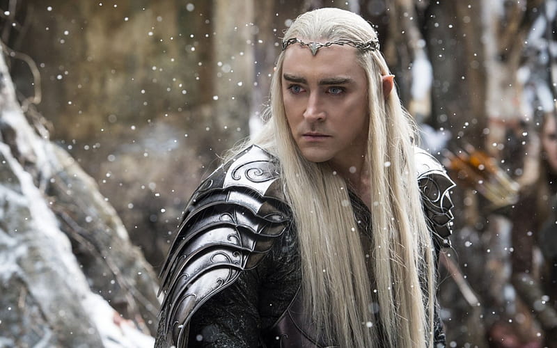 Lee Pace as Thranduil, king, The Hobbit, movie, elf, man, Lee Pace, Thranduil, winter, fantasy, snow, The Desolation of Smaug, white, actor, HD wallpaper