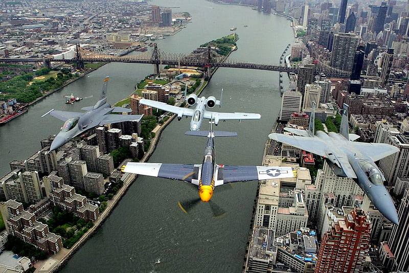 Memorial Day Air Show, f15, new york, p51 mustang, a10, f16, HD wallpaper