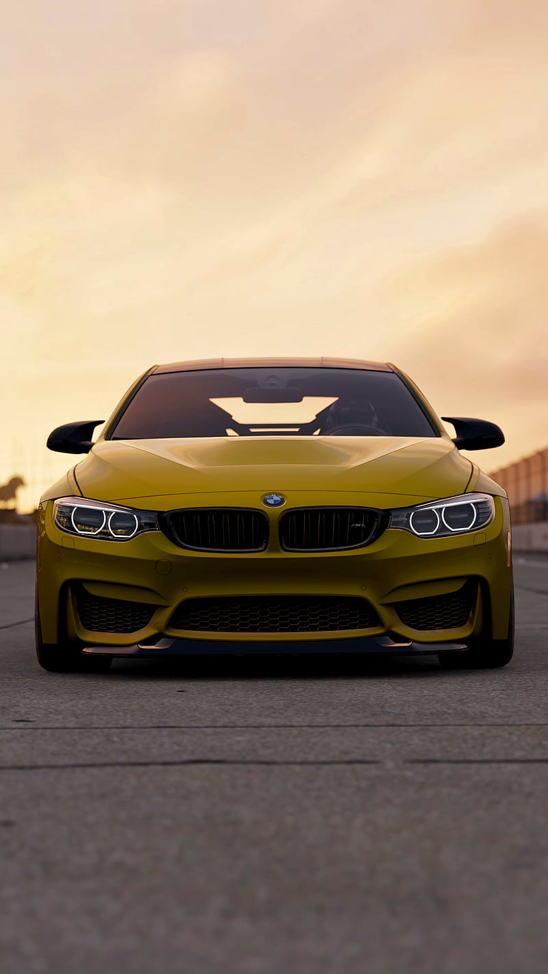 bmw m3, yellow, front view, luxury cars, Vehicle, HD phone wallpaper