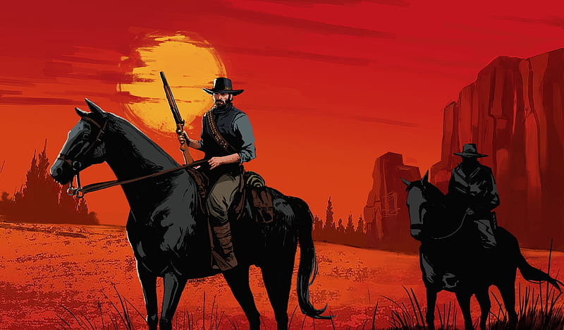 red dead redemption 2, artwork, horses, rdr2, Games, HD wallpaper