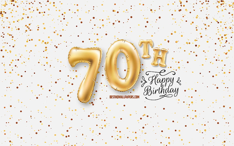 70th Happy Birtay, 3d balloons letters, Birtay background with balloons, 70 Years Birtay, Happy 70th Birtay, white background, Happy Birtay, greeting card, Happy 70 Years Birtay, HD wallpaper