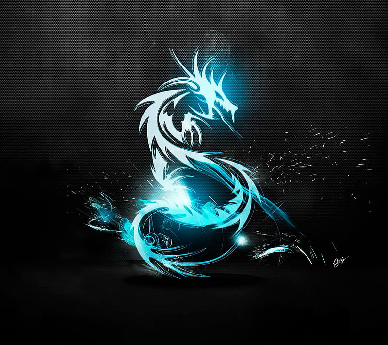 Dragon Symbol, blue, dragon, dragons, love, metal, neon, HD wallpaper |  Peakpx