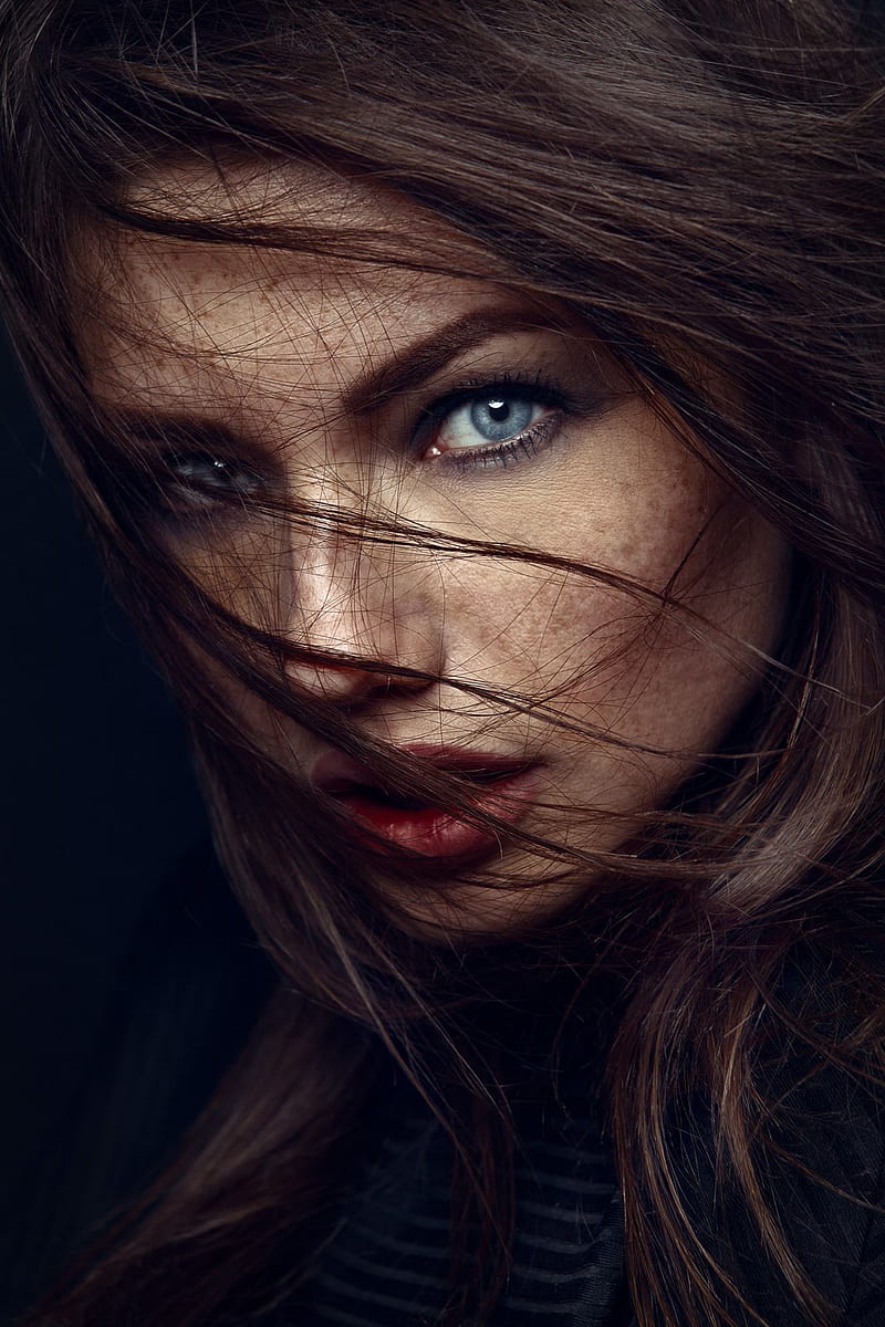 women, model, gray eyes, freckles, Svetlana Grabenko, HD phone wallpaper