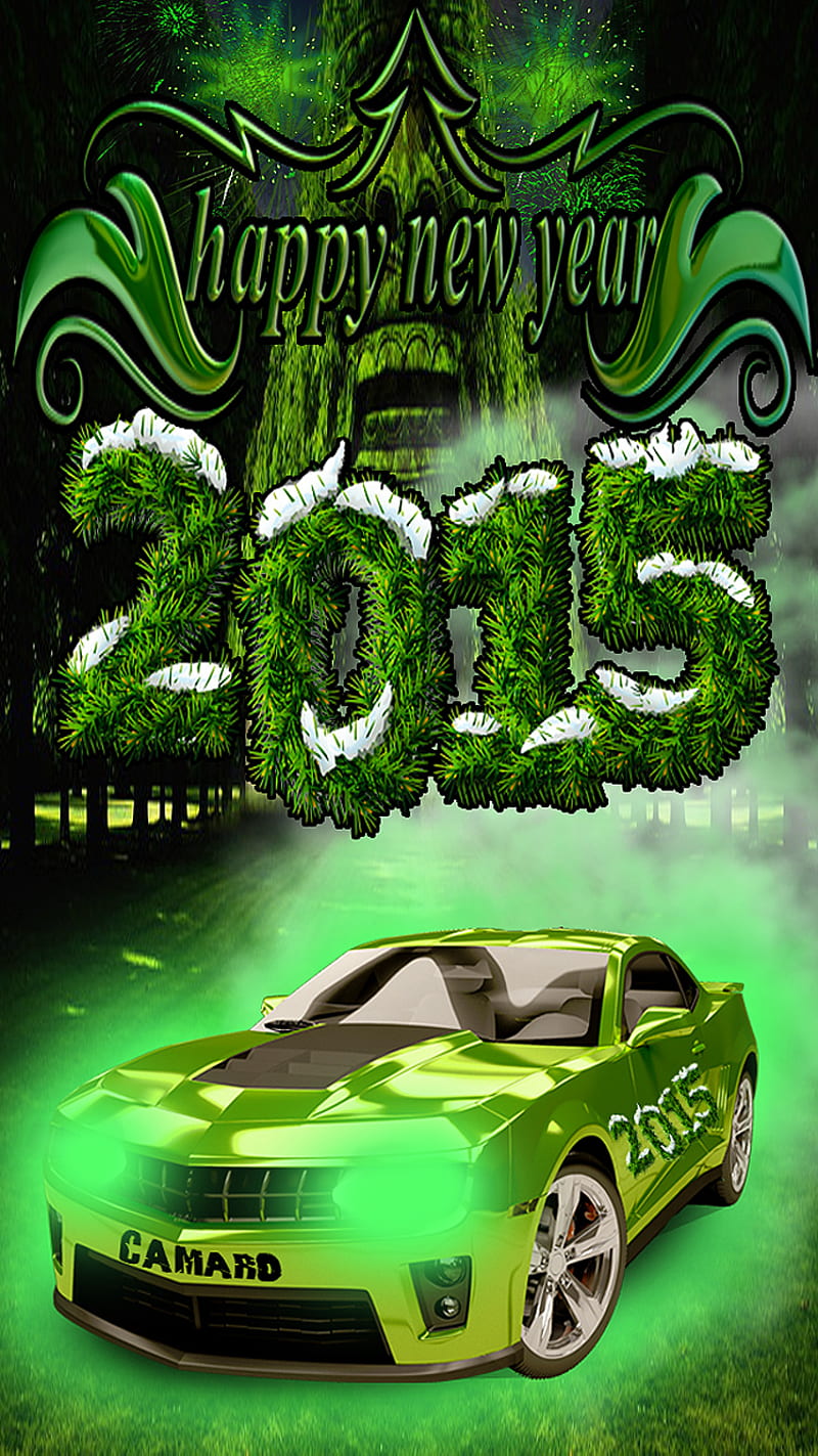 happy new years, 2015, camaro, carros, holidays, new years, HD phone wallpaper