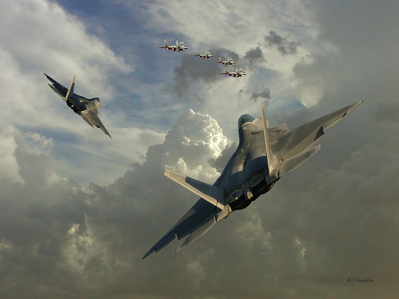 formation flying, thrusters, blue sky, planes, clouds, HD wallpaper