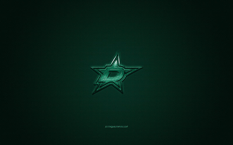 Dallas Stars, American hockey club, NHL, green logo, green carbon fiber background, hockey, Dallas, Texas, USA, National Hockey League, Dallas Stars logo, HD wallpaper