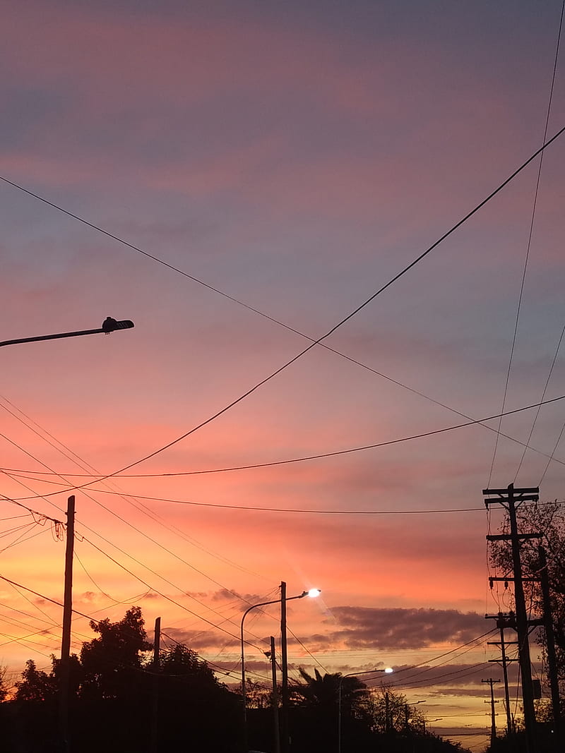 Cielo hermoso, sunset, sky, street, HD phone wallpaper