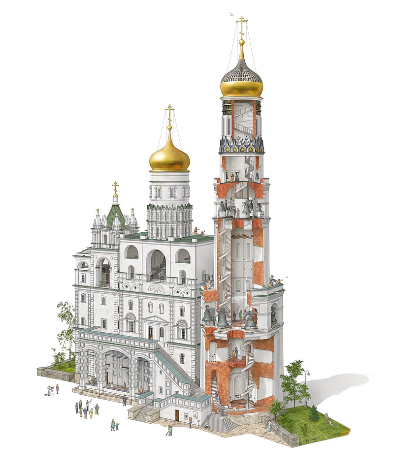architecture, artwork, white background, church, portrait display, tower, Max Degtyarev, Moscow, Russia, digital art, HD phone wallpaper