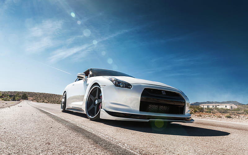R35, Nissan GT-R, road tuning, supercars, white GT-R, japanese cars, Nissan, HD wallpaper
